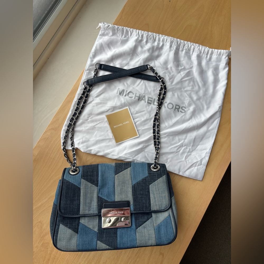 Michael Kors “Sloan” Patchwork Denim Crossbody - image 1